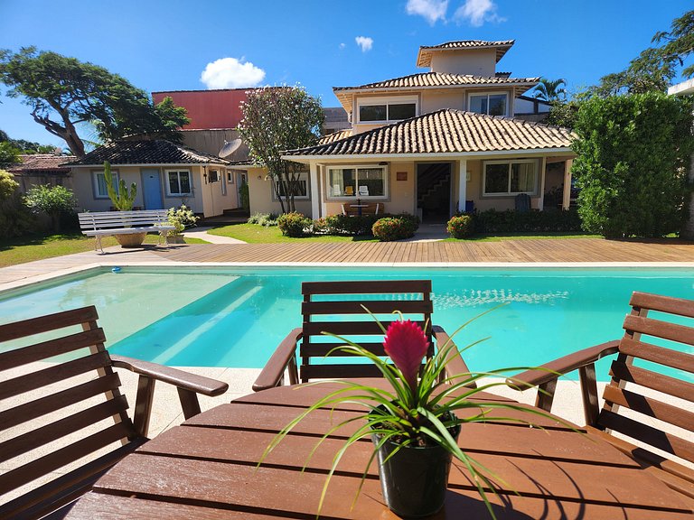 Casa Palmeira Geribá, piscina, jardim e 5 quartos com A/C, m