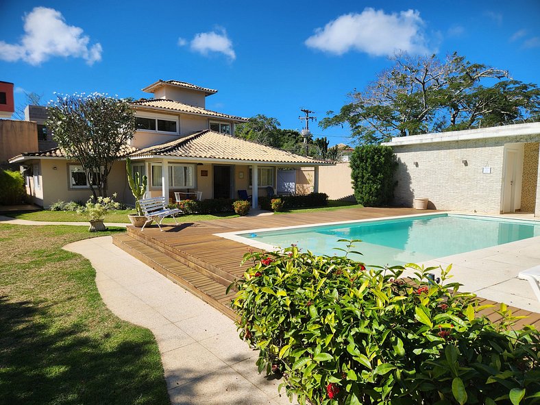 Casa Palmeira Geribá, piscina, jardim e 5 quartos com A/C, m