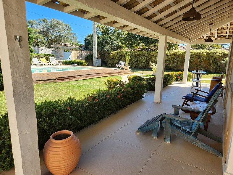 Casa Palmeira Geribá, piscina, jardim e 5 quartos com A/C, m